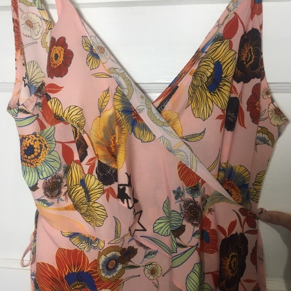 NWT Topshop 6 Floral wrap dress sexy back pink $95 - Picture 4 of 8